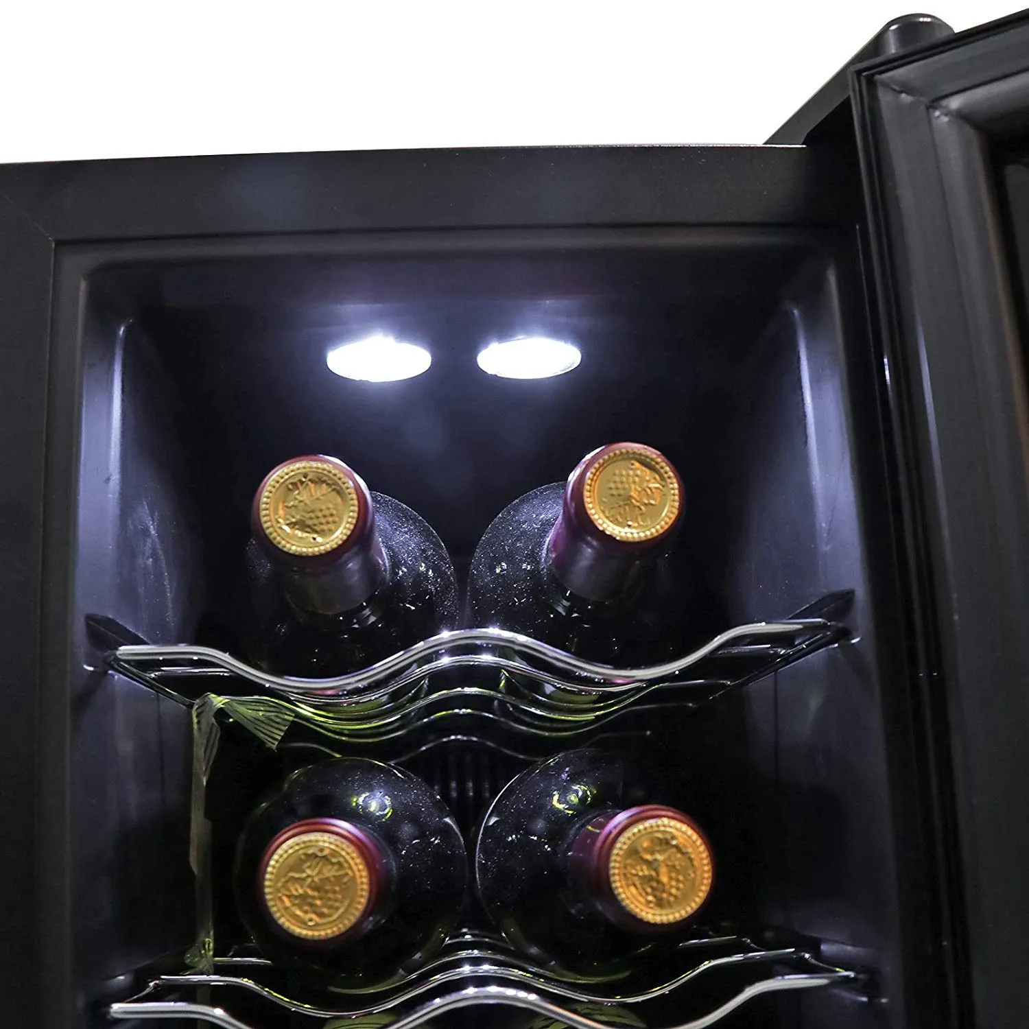 SUPER DEAL 12 Bottle Thermoelectric Wine Cooler Chiller with Digital Control, Freestanding Refrigerator with Glass Door, Quiet Operation