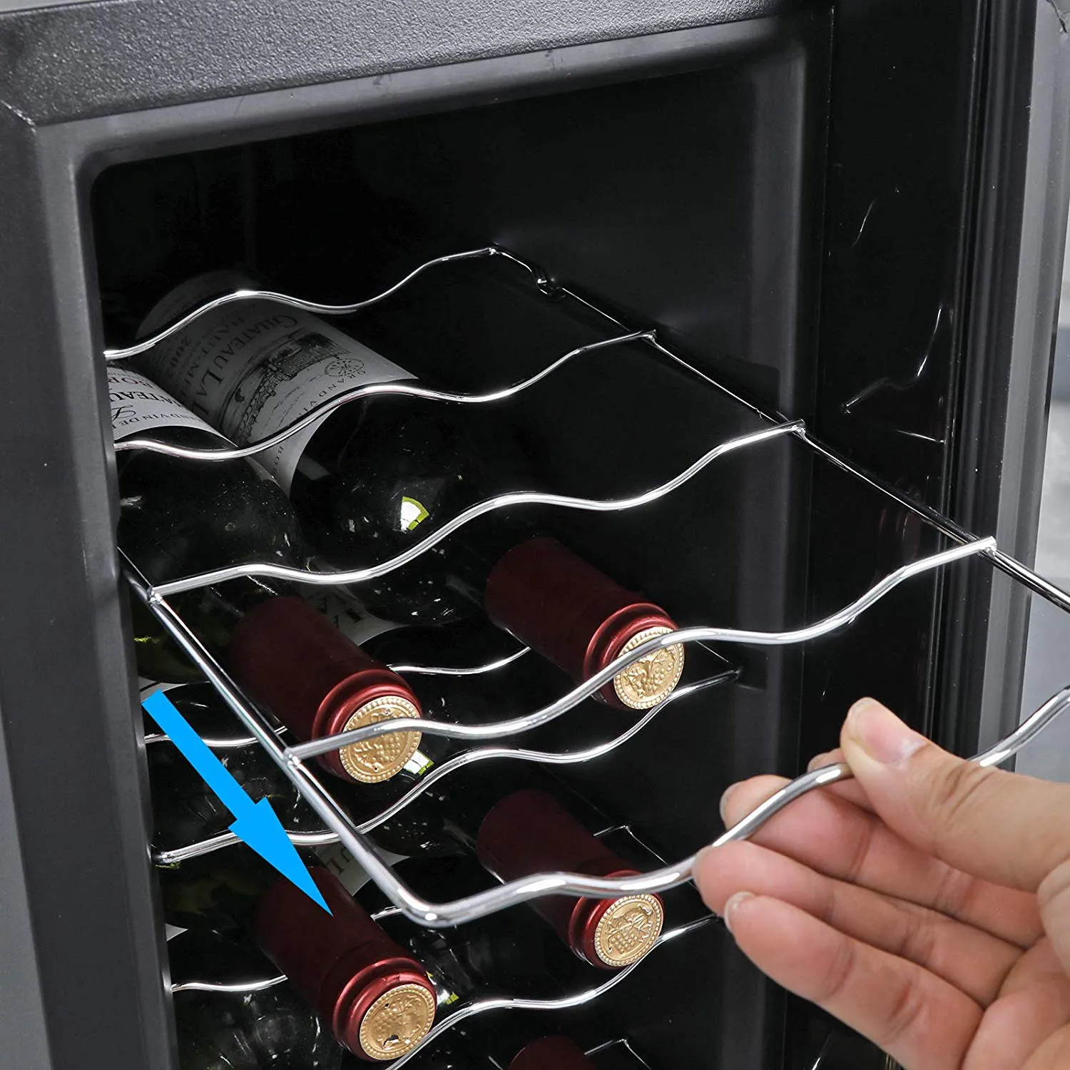 SUPER DEAL 12 Bottle Thermoelectric Wine Cooler Chiller with Digital Control, Freestanding Refrigerator with Glass Door, Quiet Operation