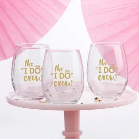 The I Do Crew 15 oz. Stemless Wine Glass (Set of 4)