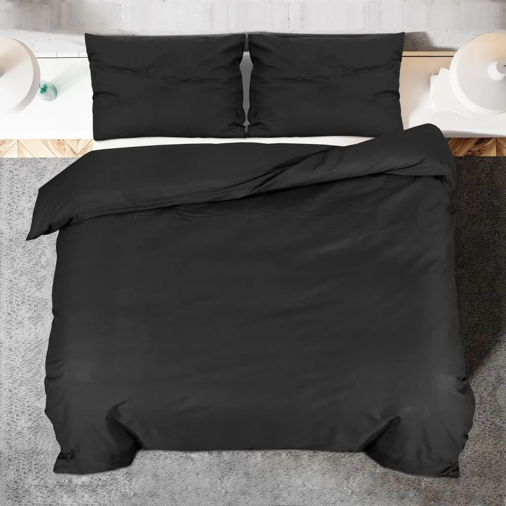 vidaXL Duvet Cover Set Black 240x220 cm Cotton