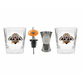 West Tigers Glasses, Pourer & Jigger