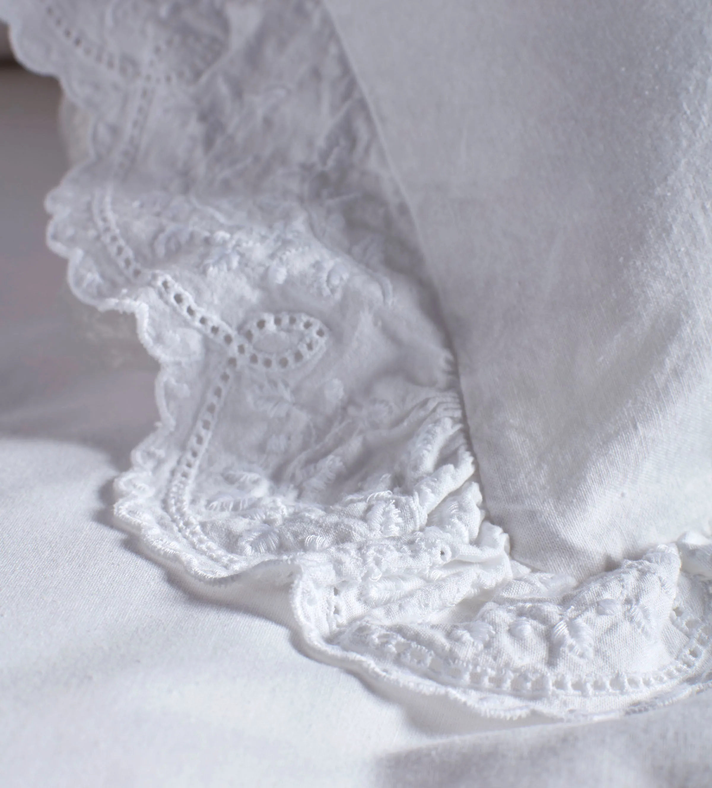 White Elsie Cotton Linen Oxford Pillowcase